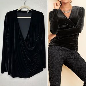 Soft Surroundings Velvet Faux Wrap Blouse